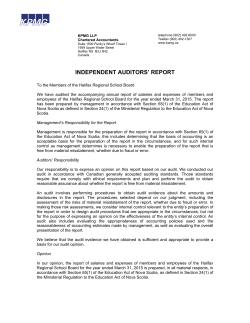 independent auditors` report - Halifax Regional School Board