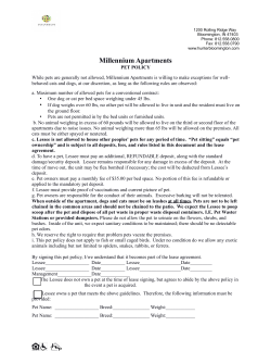 Millennium Pet Policy - Millennium Apartments