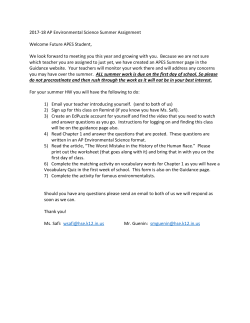 2017‐18 AP Environmental Science Summer Assignment Welcome