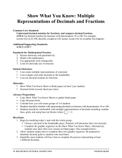 Multiple Representations of Decimals and Fractions