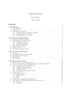 Reactor Design &ndash; review guide