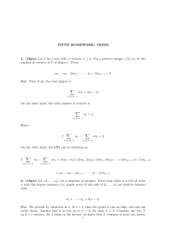 FIFTH HOMEWORK: TREES 1. (10pts) Let T be a tree with n vertices