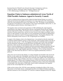Egyptian Claim to Sudanese-administered Areas North of 22nd