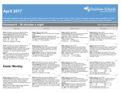 Grade 6 Homework Calendar
