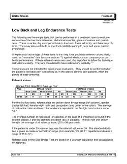 Low Back and Leg Endurance Tests