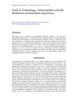 Faith in Technology: Televangelism and the Mediation of Immediate