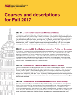 Fall 2017 Course Descriptions - School of Civic and Economic