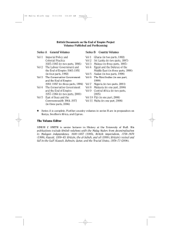 British Documents on the End of Empire Project Volumes Published