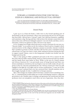 Toward a Conservation Ethic for the Sea: Steps in