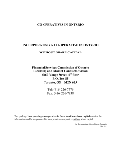 incorporating a co-operative in ontario without share capital