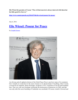 Elie Wiesel: Poseur for Peace