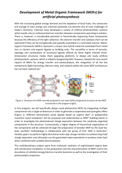 Development of Metal Organic Framework (MOFs) for artificial