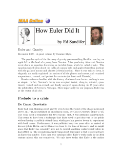Euler and Gravity - The Euler Archive