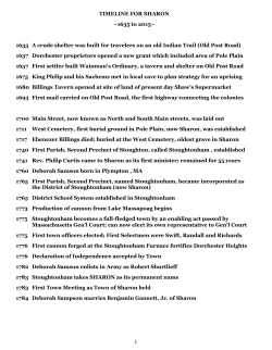 1635 to 2015 - Sharon Historical Society