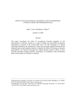 EFFECTS OF OCCUPATIONAL LICENSING LAWS ON