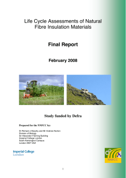 Life Cycle Assessments of Natural Fibre Insulation Materials.