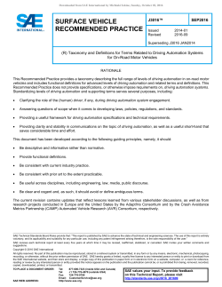 Taxonomy and Definitions for Terms Related to Driving Automation