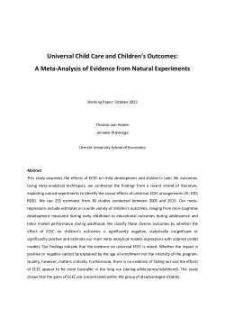 Universal Child Care and Children`s Outcomes: A Meta