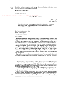 From Melvin Arnold The Martin Luther King, Jr. Papers Project