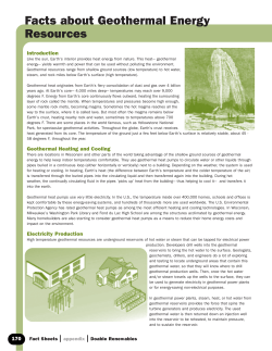 Facts about Geothermal Energy Resources