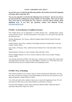 EN4401: An Introduction to English Literature EN4402: Ways of