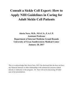 Consult a Sickle Cell Exptert: How to Apply NIH Guidelines in Caring