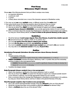 Final Essay Midsummer Night`s Dream Guidelines Outline