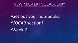 New Mastery Vocabulary