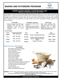 BAKING AND PATISSERIE PROGRAM