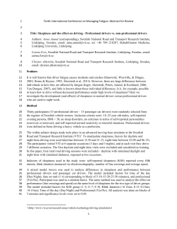 1 Tenth International Conference on Managing Fatigue: Abstract for