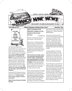 NALC President Fred Rolando`s update on the health of the Postal