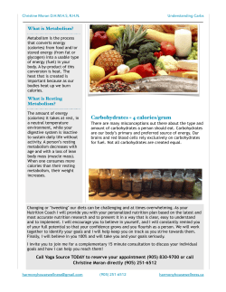 Carbohydrates = 4 calories/gram