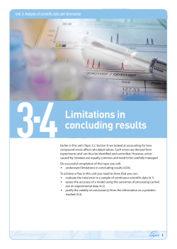 Topic guide 3.4: Limitations in concluding results