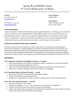Spring Wood Middle School 8th Grade Mathematics Syllabus