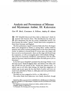 Analysis and Provenience of Minoan and Mycenaean Amber, III