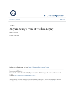 Brigham Young`s Word of Wisdom Legacy