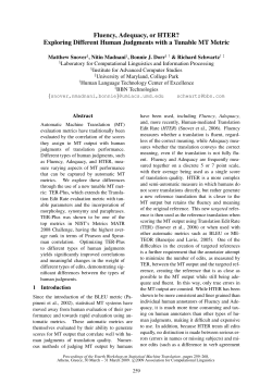 Fluency, Adequacy, or HTER? - Association for Computational