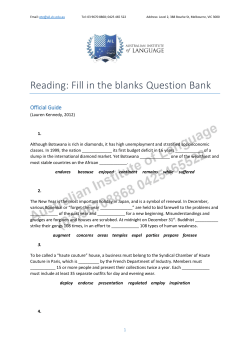 Reading: Fill in the blanks Question Bank