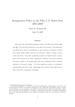 Immigration Policy in the Fifty US States from 2005-2008