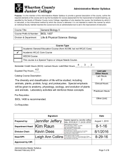 BIOL 1407 General Biology II - Wharton County Junior College