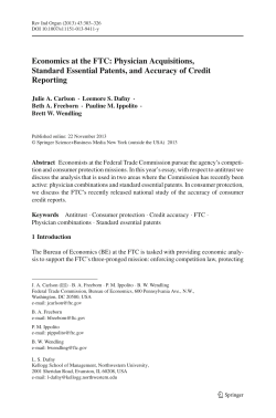 Economics at the FTC: Physician Acquisitions, Standard Essential