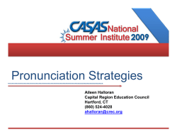 2009 Session I3 Pronunciation Strategies for the ESL Classroom