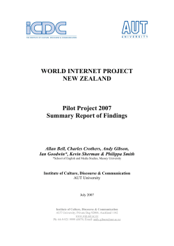 WORLD INTERNET PROJECT NEW ZEALAND Pilot Project
