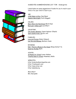SUGGESTED SUMMER READING LIST FOR: Kindergarten Listed