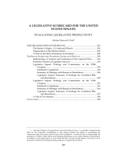 A LEGISLATIVE SCORECARD FOR THE UNITED STATES SENATE