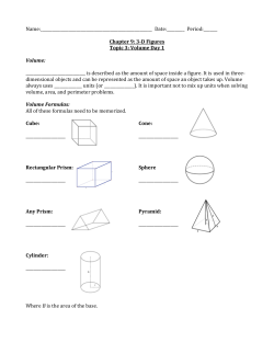 3-D Figures Topic 3: Volu