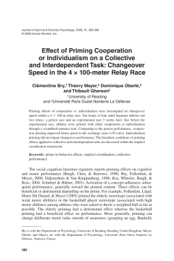 Effect of Priming Cooperation or Individualism on a Collective and