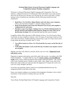Portland High School Advanced Placement English Language and