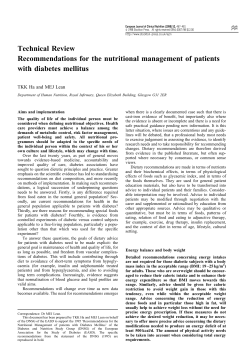 Technical Review Recommendations for the nutritional