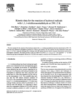 Kinetic data for the reaction of hydroxyl radicals with 1 , 1, l